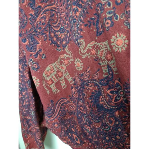 Hollister Woman XS Blouse Wrap Tasseled Front Close Long Paisley Red Elephant... - Picture 6 of 9